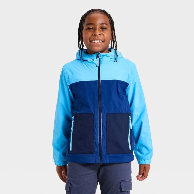 slide 1 of 3, Boys' Colorblock Windbreaker Jacket - Cat & Jack™ Blue XS, 1 ct