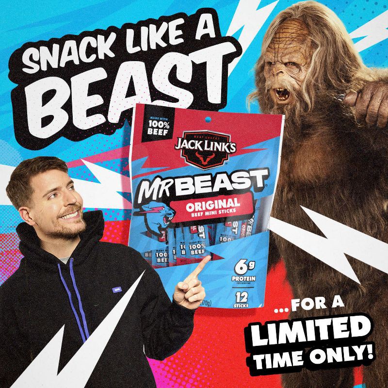 slide 3 of 9, Jack Link's MrBeast Mini Beef Sticks Original - 6oz/12ct, 6 oz, 12 ct