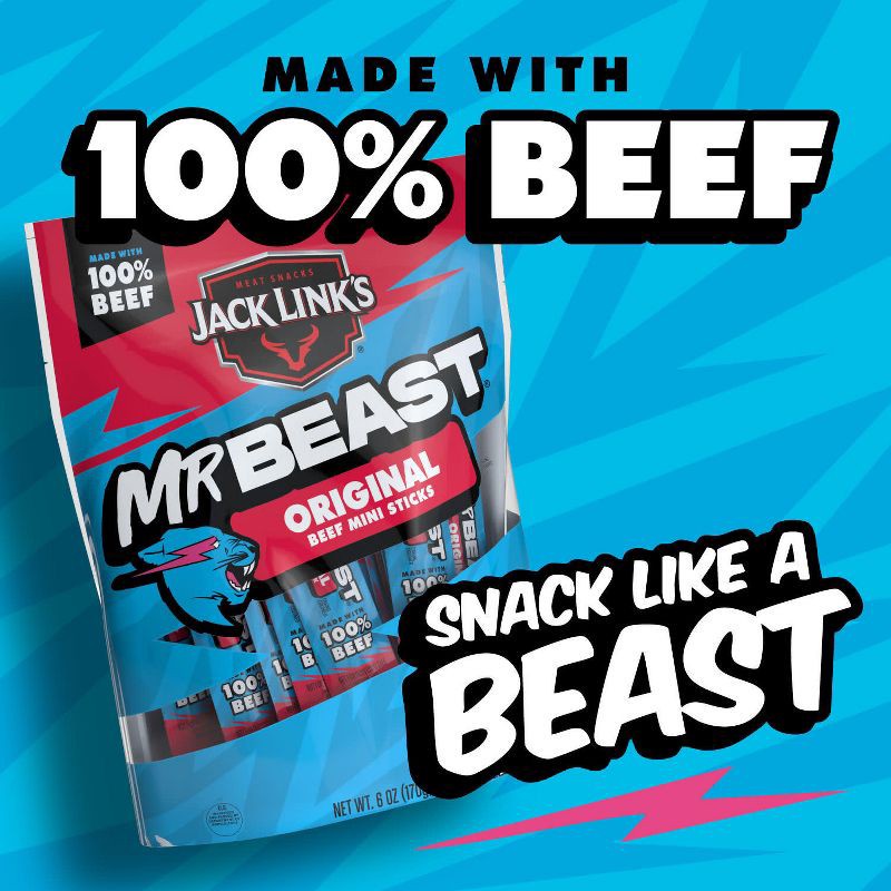 slide 4 of 9, Jack Link's MrBeast Mini Beef Sticks Original - 6oz/12ct, 6 oz, 12 ct