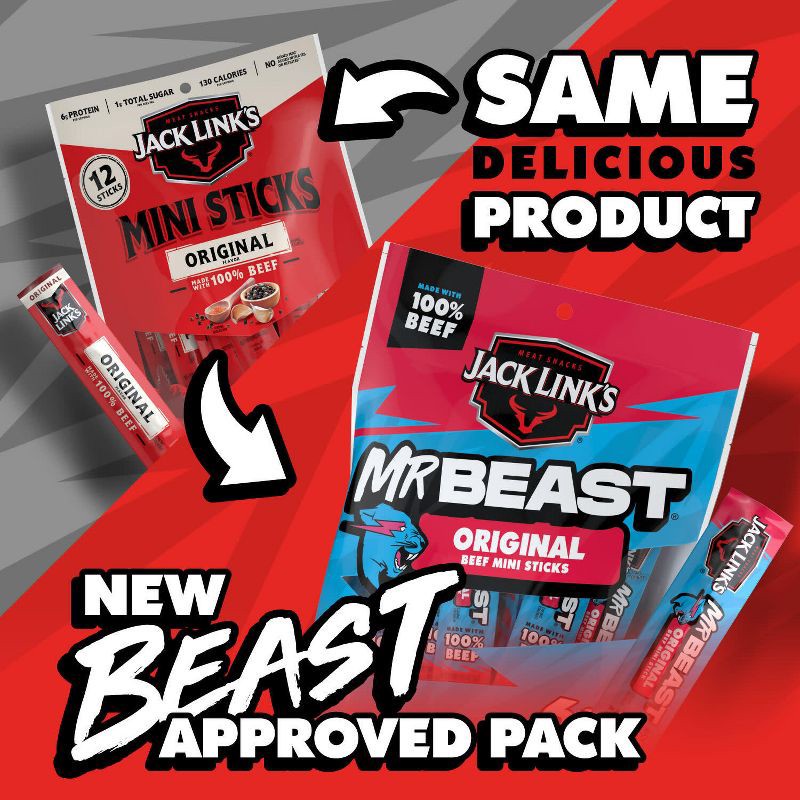 slide 9 of 9, Jack Link's MrBeast Mini Beef Sticks Original - 6oz/12ct, 6 oz, 12 ct