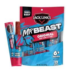 Jack Link's MrBeast Mini Beef Sticks Original - 6oz/12ct