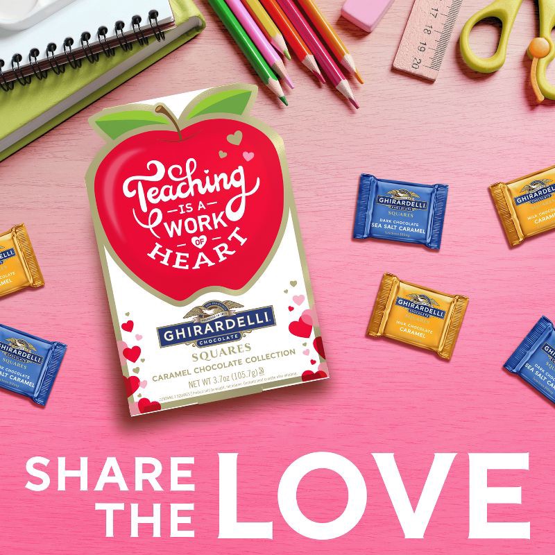 slide 6 of 7, Ghirardelli Valentine's Squared Collection Teacher's Gift Caramel Chocolate Candy - 3.7oz, 3.7 oz
