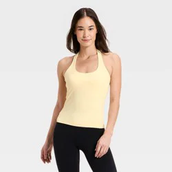 Women's Everyday Soft Halter Neck Support Tank Top - All In Motion™ Light Yellow M