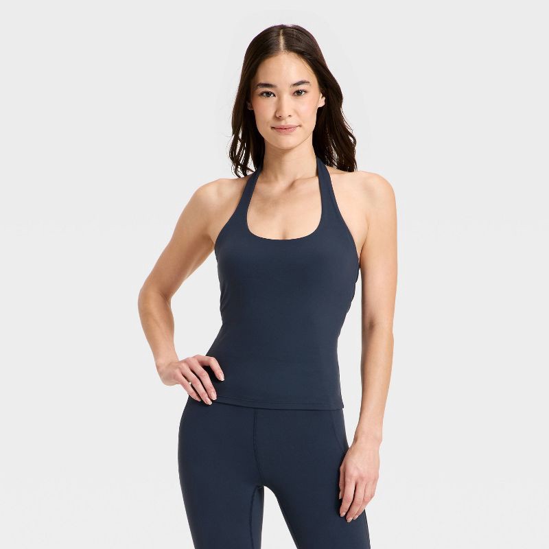 slide 1 of 5, Women's Everyday Soft Halter Neck Support Tank Top - All In Motion™ Navy Blue XXL, 1 ct