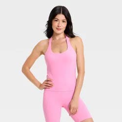 Women's Everyday Soft Halter Neck Support Tank Top - All In Motion™ Pink M
