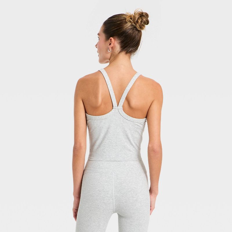 slide 2 of 5, Women's Cotton Balance Cotton Spandex Blend Henley Cropped Support Tank Top - All In Motion™ Heather Gray S, 1 ct