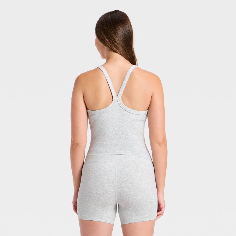 slide 5 of 5, Women's Cotton Balance Cotton Spandex Blend Henley Cropped Support Tank Top - All In Motion™ Heather Gray M, 1 ct