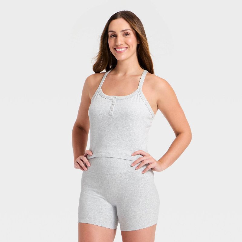 slide 4 of 5, Women's Cotton Balance Cotton Spandex Blend Henley Cropped Support Tank Top - All In Motion™ Heather Gray XL, 1 ct