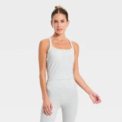 Women's Cotton Balance Cotton Spandex Blend Henley Cropped Support Tank Top - All In Motion™ Heather Gray XL