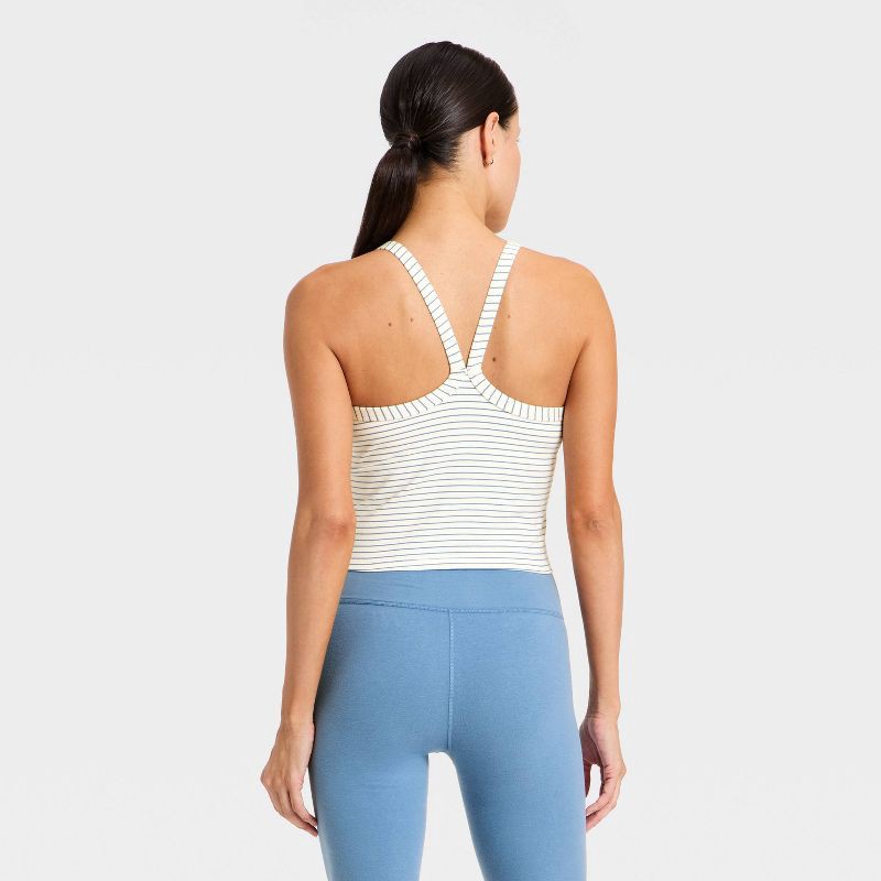 slide 2 of 5, Women's Cotton Balance Cotton Spandex Blend Henley Cropped Support Tank Top - All In Motion™ Cream/Blue XXL, 1 ct