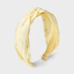 Girls' Striped Linen Flowers Headband - Cat & Jack™ Yellow