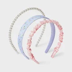 Girls' 3pk Headband Set with Ruched Floral and Pearls - Cat & Jack™