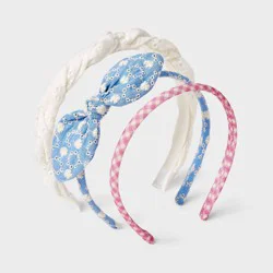 Girls' 3pk Headband Set with Gingham and Eyelet Bow - Cat & Jack™