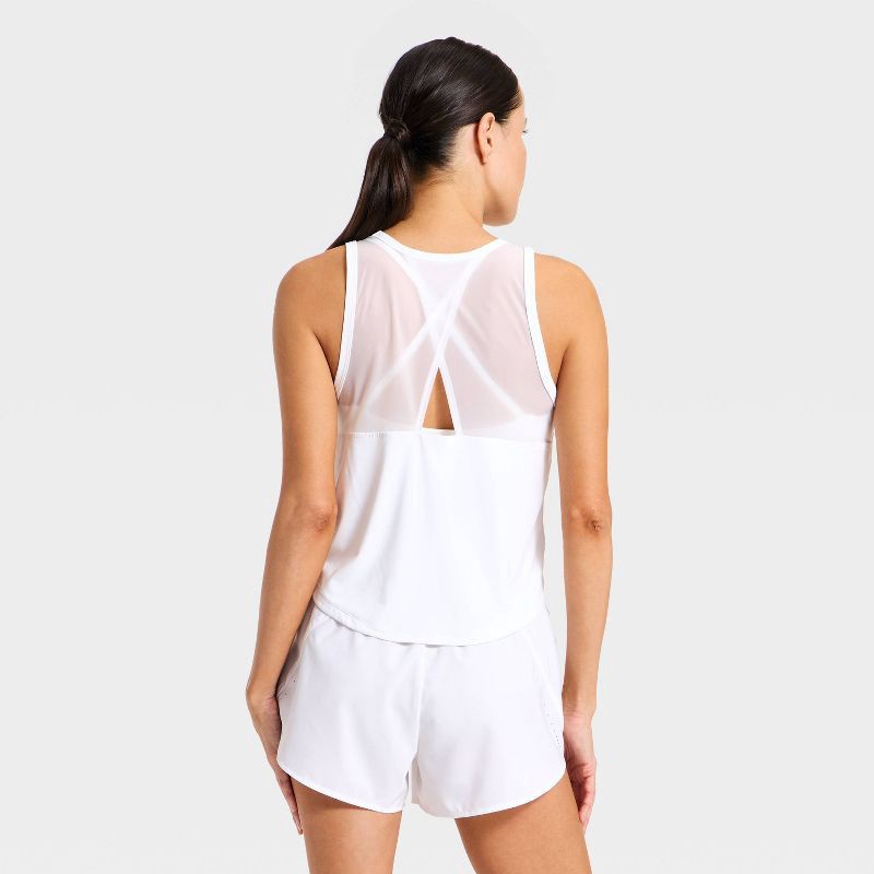 slide 2 of 5, Women's Mesh Back Run Tank Top - All In Motion™ White XXL, 1 ct
