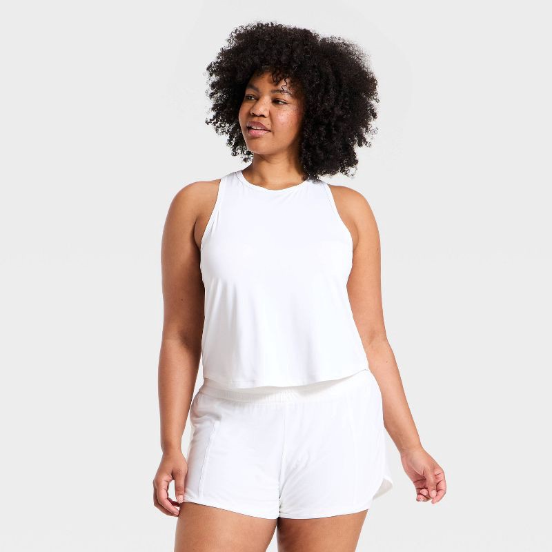 slide 4 of 5, Women's Mesh Back Run Tank Top - All In Motion™ White XXL, 1 ct