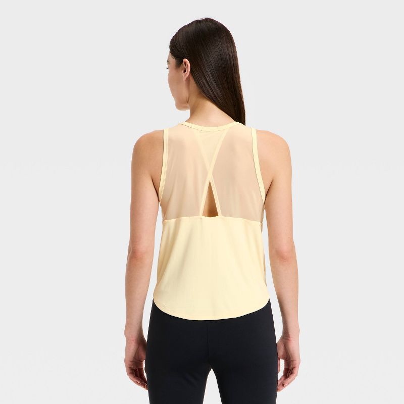 slide 2 of 5, Women's Mesh Back Run Tank Top - All In Motion™ Light Yellow L, 1 ct