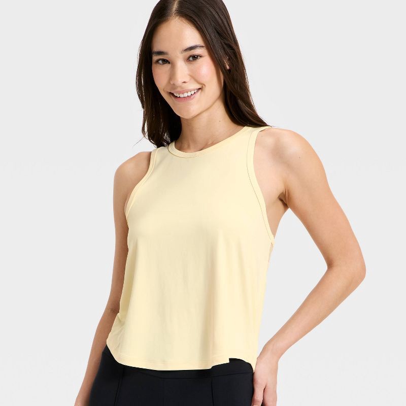 slide 3 of 5, Women's Mesh Back Run Tank Top - All In Motion™ Light Yellow L, 1 ct