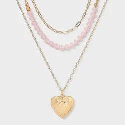 Girls' 3pk Heart Locket Layered Chain Necklace Set - Cat & Jack™