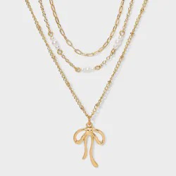 Girls' 3pk Bow Charm Layered Necklace Set - Cat & Jack™