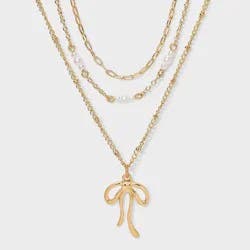 Girls' 3pk Bow Charm Layered Necklace Set - Cat & Jack™