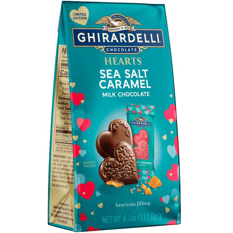 slide 2 of 7, Ghirardelli Valentine's Sea Salt Caramel Milk Hearts Chocolate Candy Bag - 4.1oz, 4.1 oz