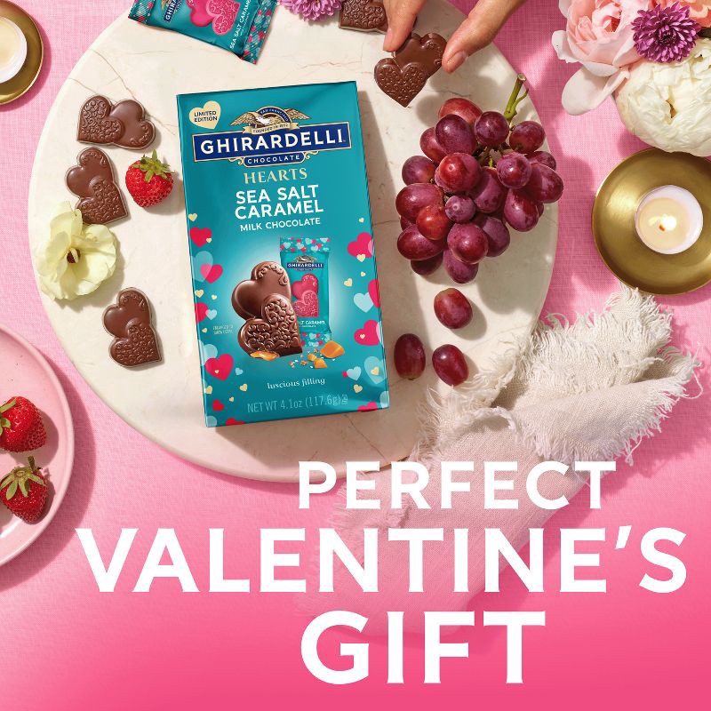 slide 5 of 7, Ghirardelli Valentine's Sea Salt Caramel Milk Hearts Chocolate Candy Bag - 4.1oz, 4.1 oz