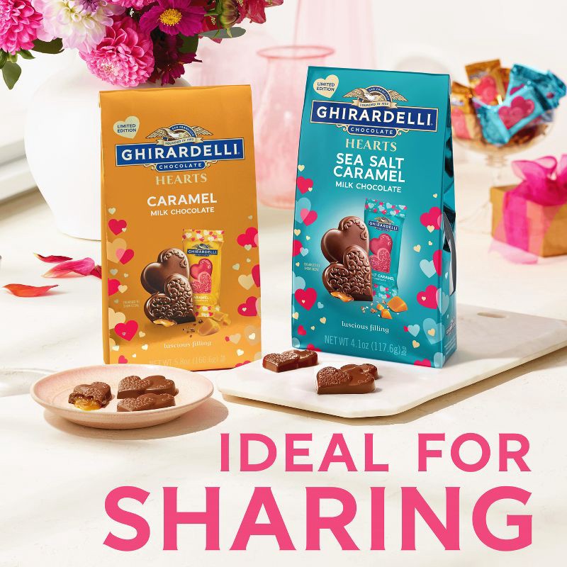 slide 6 of 7, Ghirardelli Valentine's Sea Salt Caramel Milk Hearts Chocolate Candy Bag - 4.1oz, 4.1 oz