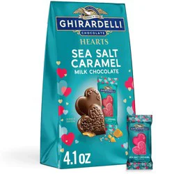 Ghirardelli Valentine's Sea Salt Caramel Milk Hearts Chocolate Candy Bag - 4.1oz