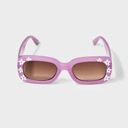 Girls' Thick Rectangular Sunglasses with Flowers - Cat & Jack™ Purple