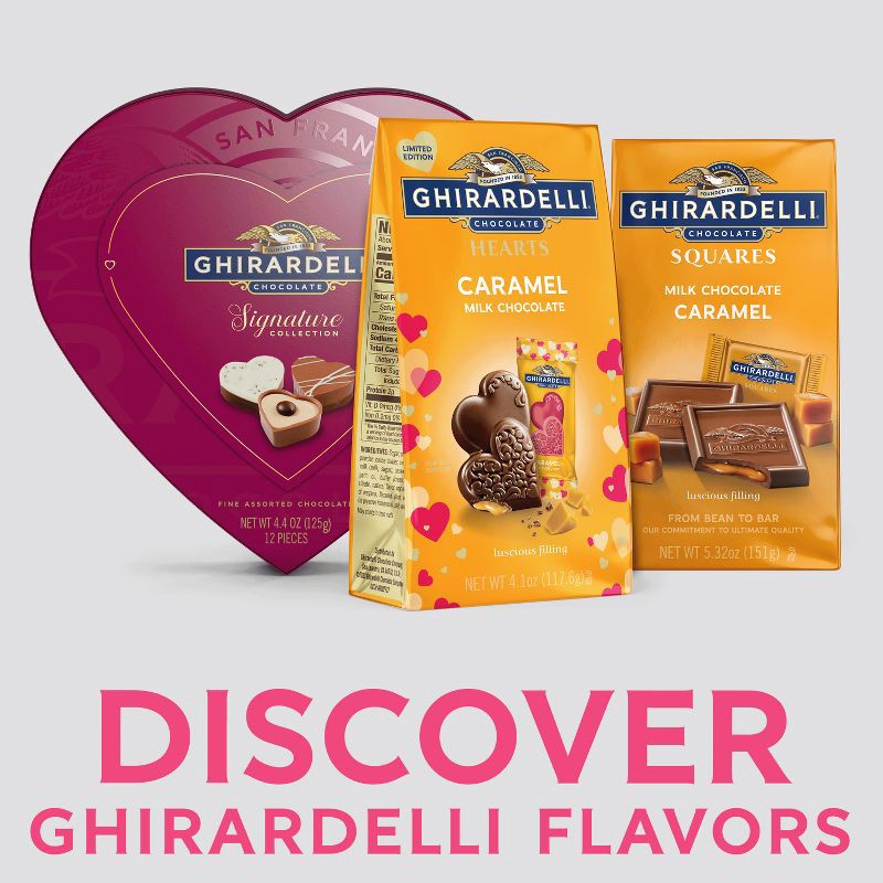slide 3 of 7, Ghirardelli Valentine's Caramel Milk Hearts Chocolate Candy Bag - 4.1oz, 4.1 oz