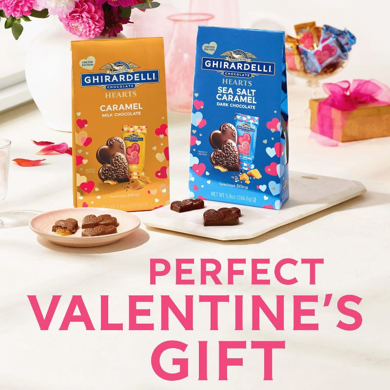 slide 6 of 7, Ghirardelli Valentine's Caramel Milk Hearts Chocolate Candy Bag - 4.1oz, 4.1 oz