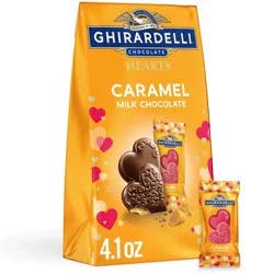 Ghirardelli Valentine's Caramel Milk Hearts Chocolate Candy Bag - 4.1oz