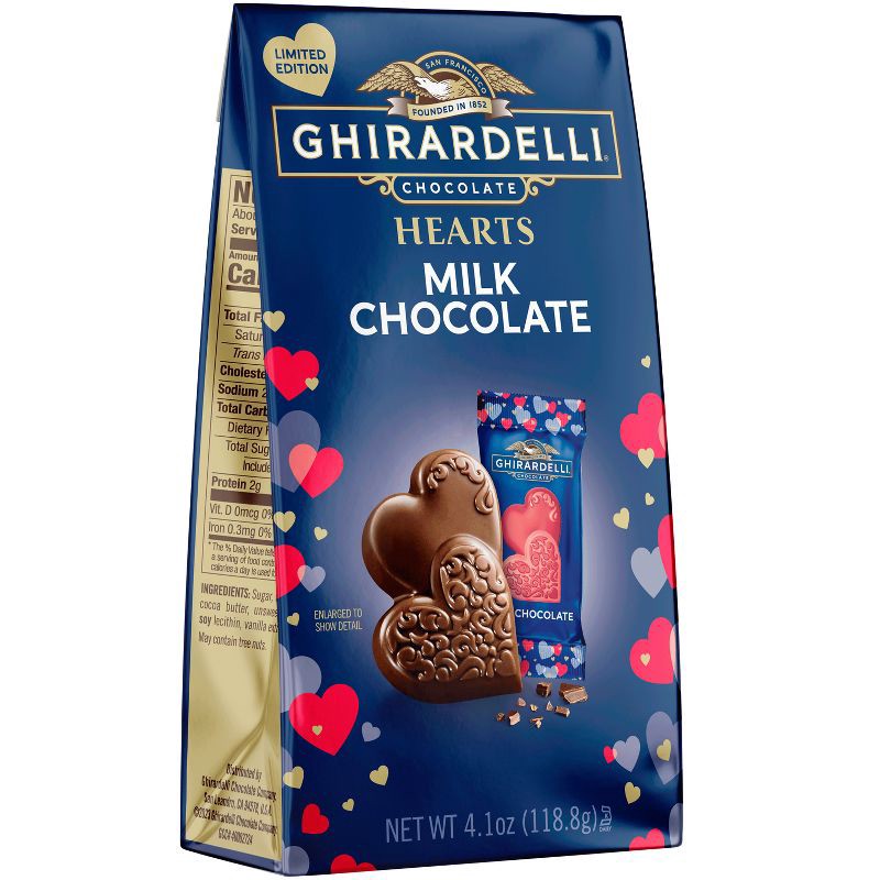 slide 2 of 7, Ghirardelli Valentine's Milk Hearts Chocolate Candy Bag - 4.1oz, 4.1 oz