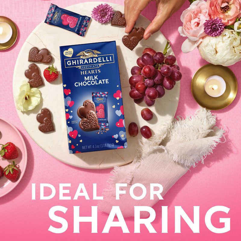slide 5 of 7, Ghirardelli Valentine's Milk Hearts Chocolate Candy Bag - 4.1oz, 4.1 oz