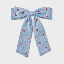 Girls' Chambray Bow with Embroidered Strawberries - Cat & Jack™ Blue