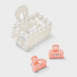 Girls' 3pk Pearls Claw Clip Set - Cat & Jack™