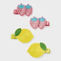 Girls' 4pk Crochet Clip Set with Lemons and Strawberries - Cat & Jack™