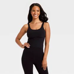 Women's Everyday Soft Square Neck Twist Back Support Tank Top - All In Motion™ Black XL