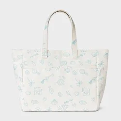 Girls' Costal Icons Printed Tote Bag - Cat & Jack™ Off-White