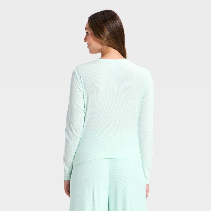 slide 5 of 5, Women's Modal Ribbed Henley Long Sleeve Top - All In Motion™ Mint Green XL, 1 ct