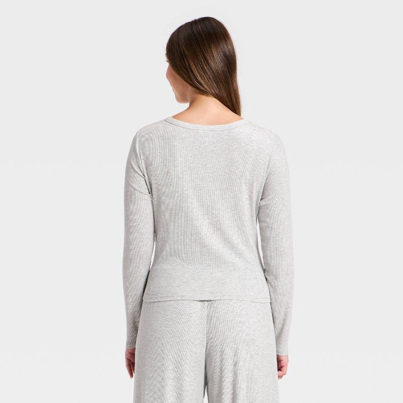 slide 5 of 5, Women's Modal Ribbed Henley Long Sleeve Top - All In Motion™ Heathered Gray XL, 1 ct