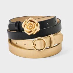 Girls' 2pk Belt Set - Cat & Jack™ Gold/Black M