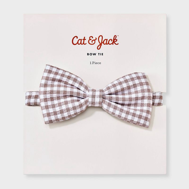 slide 2 of 3, Boys' Gingham Bow Tie - Cat & Jack™ Brown, 1 ct