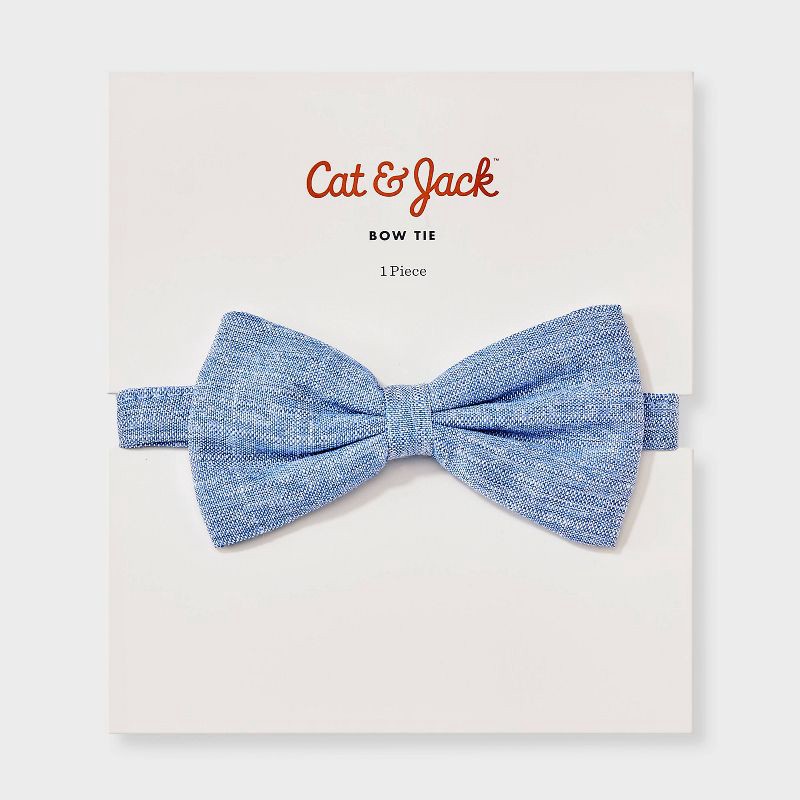 slide 2 of 3, Boys' Chambray Bow Tie - Cat & Jack™ Blue, 1 ct