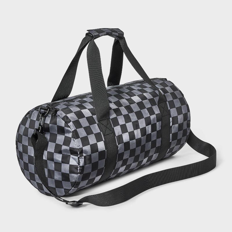 slide 2 of 4, Boys' Checkered Duffel Bag - Cat & Jack™ Black, 1 ct