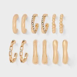 Girls' 6pk Hoop Earrings Set Gold - art class™