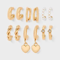 Girls' 6pk Hoop Earring Set with Heart Charms- art class™