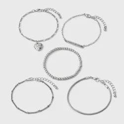 Girls' 5pk Bracelet Set with Heart Locket Charm- art class™ Silver