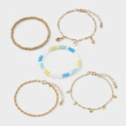 Girls' 5pk Mixed Bracelet Set with Flower Charm - art class™