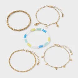 Girls' 5pk Mixed Bracelet Set with Flower Charm - art class™